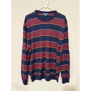 Brooks Brother 100% Merino Wool Men's XL Striped Sweater Navy/Maroon *READ*